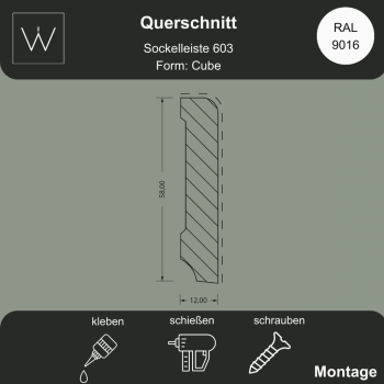Querschnitt Sockelleiste 603 9016 - technisch